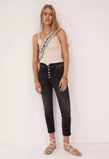 PILCRO The LETTERPRESS Anthropology Sz 27 Black Jeans Distress Button Fly Preppy