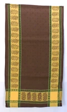 World Market Paisley Brown Yellow Green Cotton Table Runner 17.5 x 61"