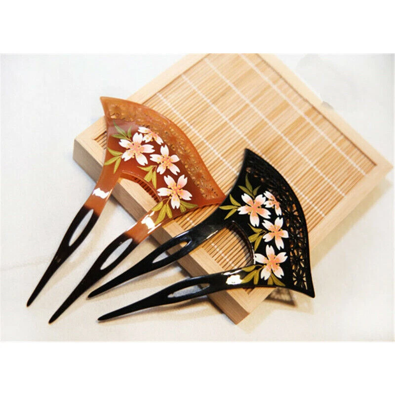 Pente de prendedor de cabelo acrílico Sakura oco Kanzashi japonês para quimono gueixa presente - Imagem 2 de 4