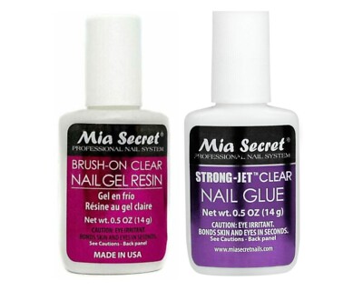 Mia Secret Brush-on Clear Nail Gel Resin 0.5oz & Nail Glue (Strong Jet) 0.5oz