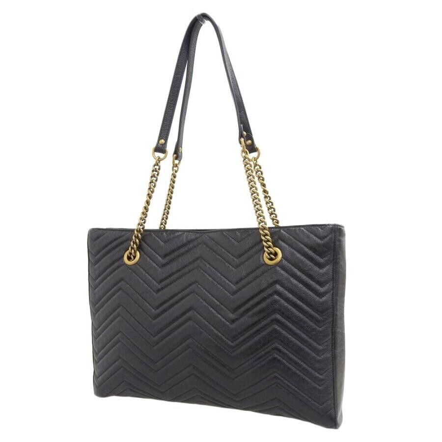 GUCCI GG Marmont Chain tote Leather Black 524578 Japan Used GUCCI GG Marmont Chain tote Leather Black 524578 Japan Used