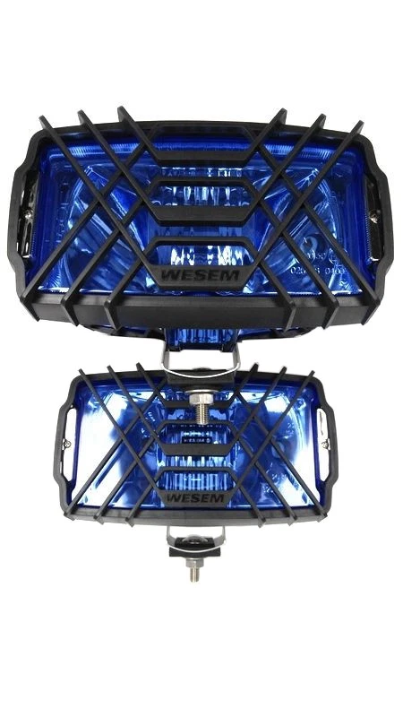 2x Fernscheinwerfer Blau Halogenscheinwerfer CHROM H3 123x220 m.Schutzgitter SET - Bild 2 von 4