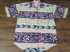 Vintage 90s Hawaiian Shirt Unisex Floral Colorful Short Sleeve