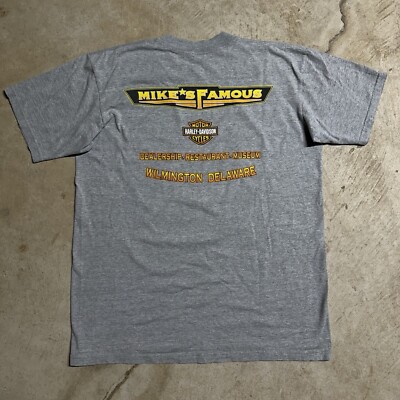 Vintage 90s 1998 Harley Davidson Heaven Tee Gray Shirt Delaware