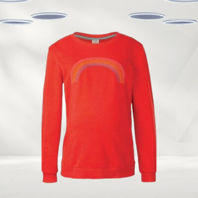 Ex Frugi Women s Sweatshirt Red Rainbow Long Sleeve Organic Bryony (Defect)