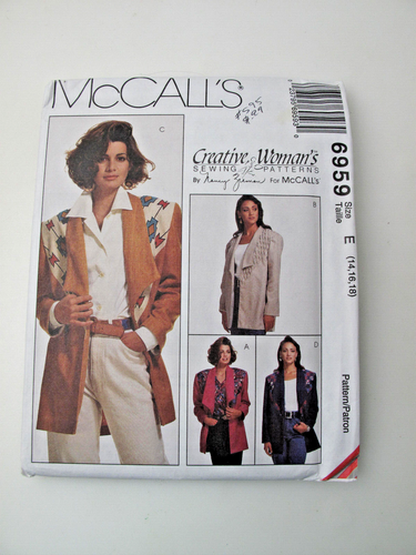 #6959 McCalls Misses Unlined Jackets Sewing Pattern Size 14-18 (C)