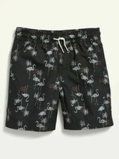 NWT Old Navy Boys Swim Trunks swimsuit Board Shorts flamingo UPF 50 Small 6-7