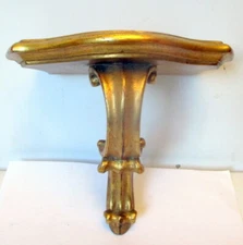 Vtg Baroque Rococo  Terra Cotta Wall CORBEL SHELF BRACKET Gold Gilt