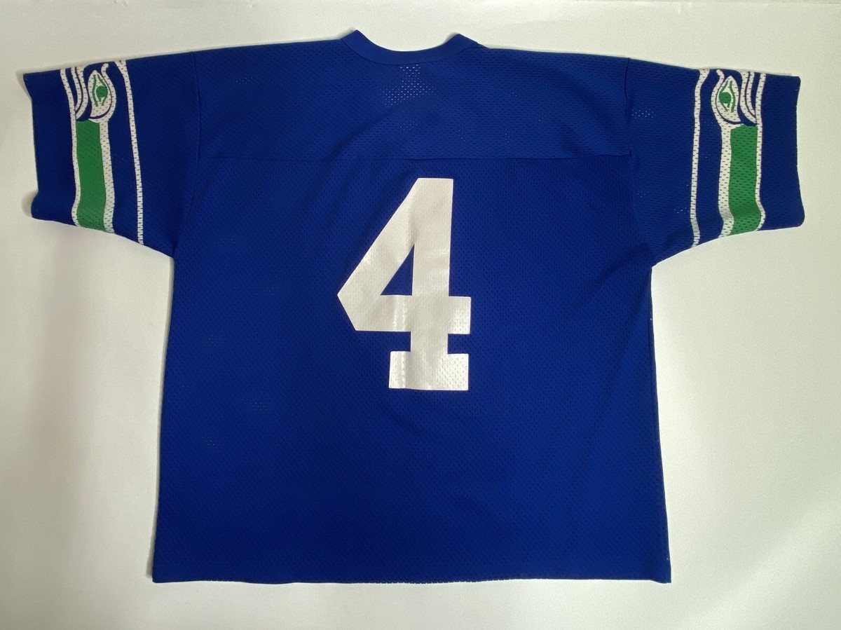 SEA VINTAGE 4XL Vネック FOOTBALL T Rare Vtg Logo7 Seattle Seahawks Jersey #4 Single Stitch Mens