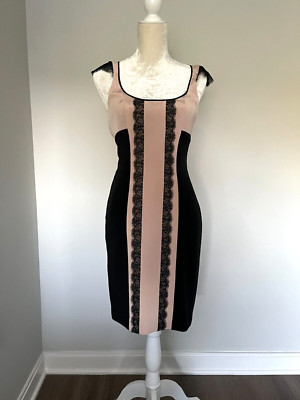 JAY GODFREY 'Holden' Black Lace and Nude Fitted Racerback Silk Dress SIZE 0