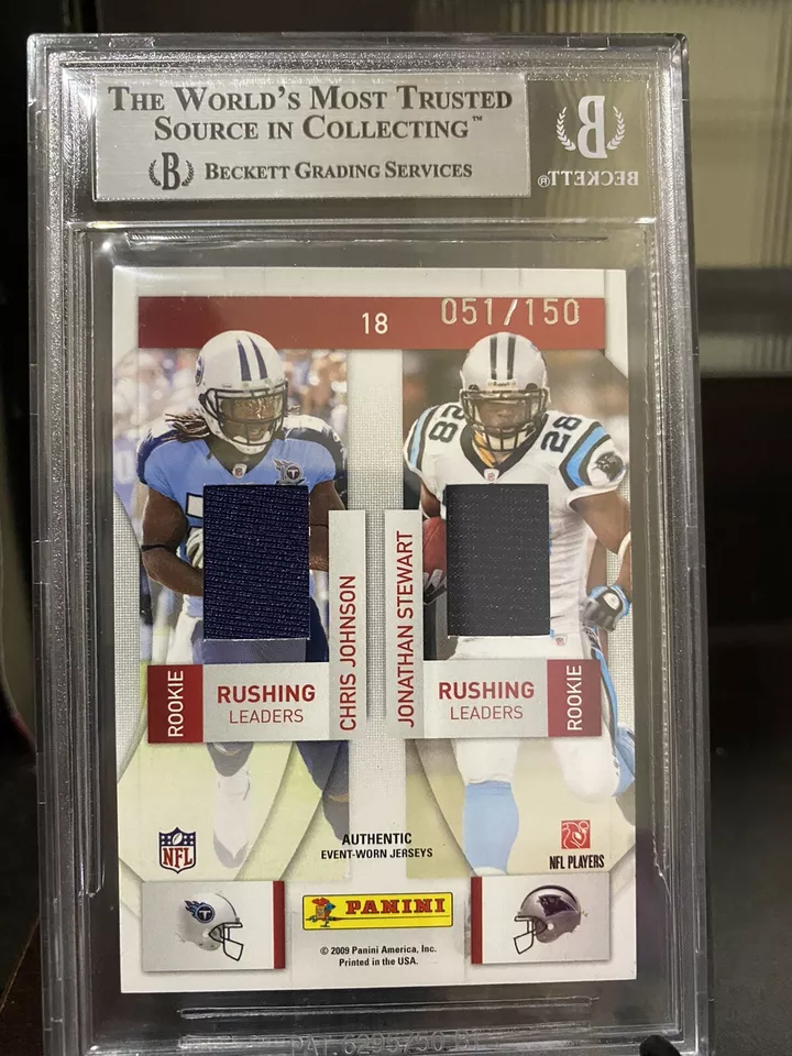 2009 Playoff Prestige Quad Slayton Forte Johnson Stewart JSY/150 NFL BGS 9 🔥 - Image 3 of 3