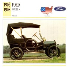 1906 Ford Model N Brass Era Auto Trade Card - Lithograph Advertising