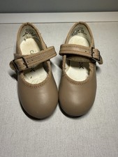 Capezio Girls Size 6.5 Tap Dance Shoes Beige Mary Jane Leather Tele Tone 3800T
