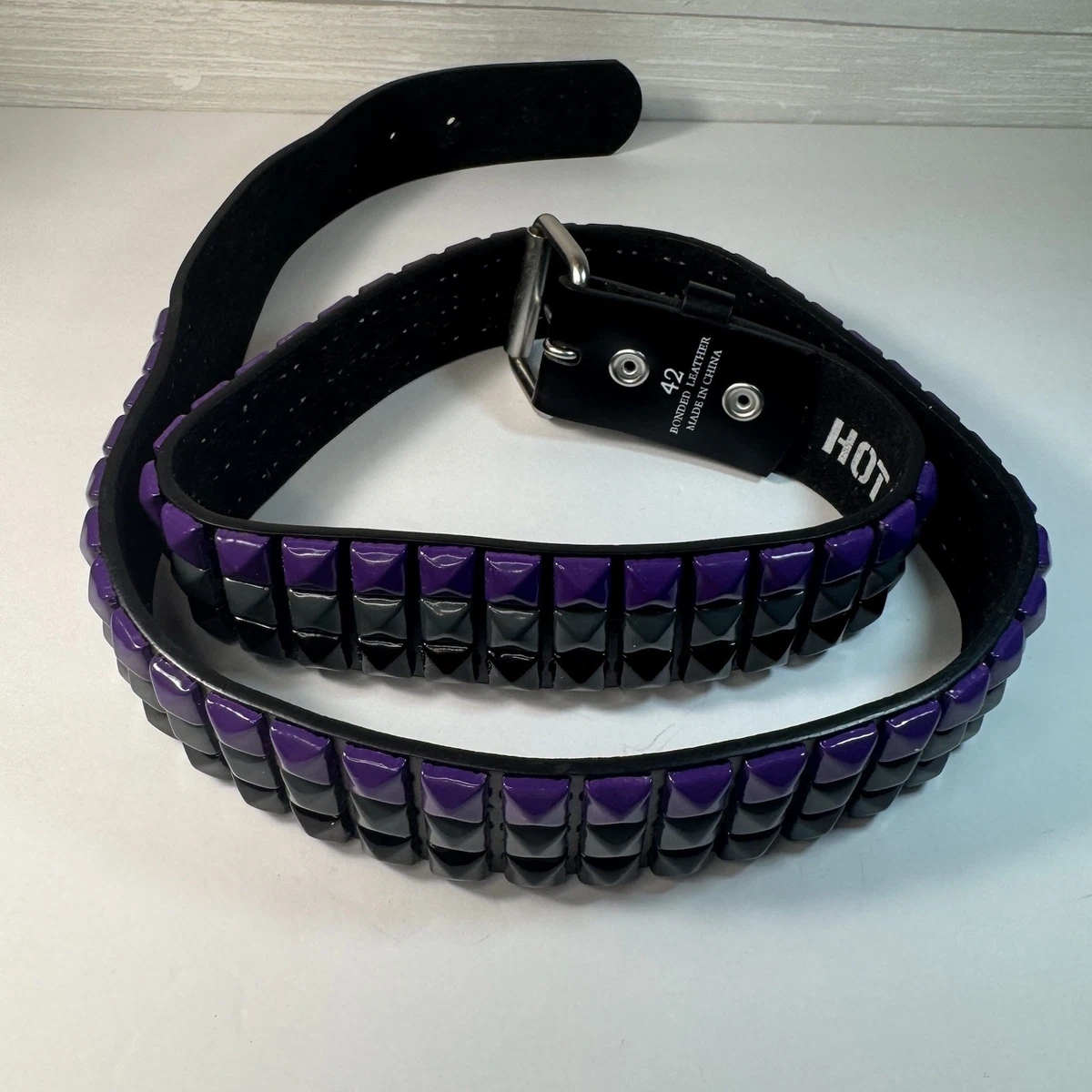 Vtg light purple soft Slouchy  leather loop boho belt Vtg 2 main image 4