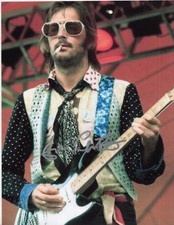 ERIC CLAPTON EARLY POSE AUTOGRAPHED PHOTO HAND SIGNED WITH COA WHITE SUIT GUITAR