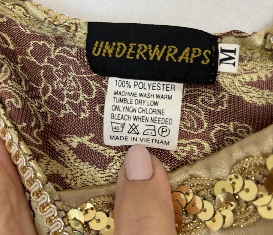 Underwraps Colonial Woman's Dress Gold/Green Gown Costume #1 Sz M - Image 4 of 4