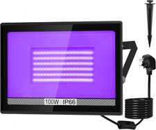 LED 100W Floodlight UV Blacklight Ultraviolet Light Garden Light Party Club IP66