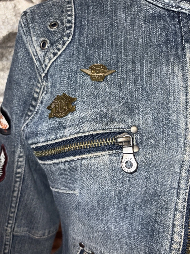 Harley Davidson Women's Small Denim Jean Jacket Embroidered Biker Motorcycle - Image 4 of 4