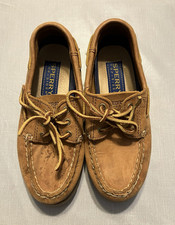 Sperry Top-Sider Brown Leather Boat Shoes Youth US 1.5 M Lace-Up Rubber Sole
