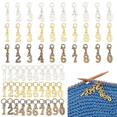 BENECREAT 33 Pieces Row Markers Number Stitch Markers 0-9 Alloy Crochet Row