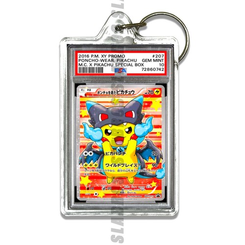 ⚡️SLABROS⚡️💎PREMIUM💎🔥HAND-MADE🔥😈Pokémon😈 PSA 10 Replica Holo-Keychains
