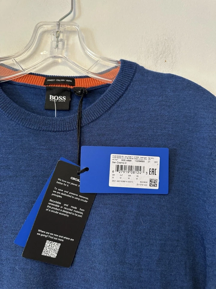 New Men Hugo Boss Pullover Wool Sweater Size M Blue - Image 3 of 4