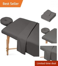 Gray Massage Table Sheet Set - Breathable Microfiber 3-Piece Collection