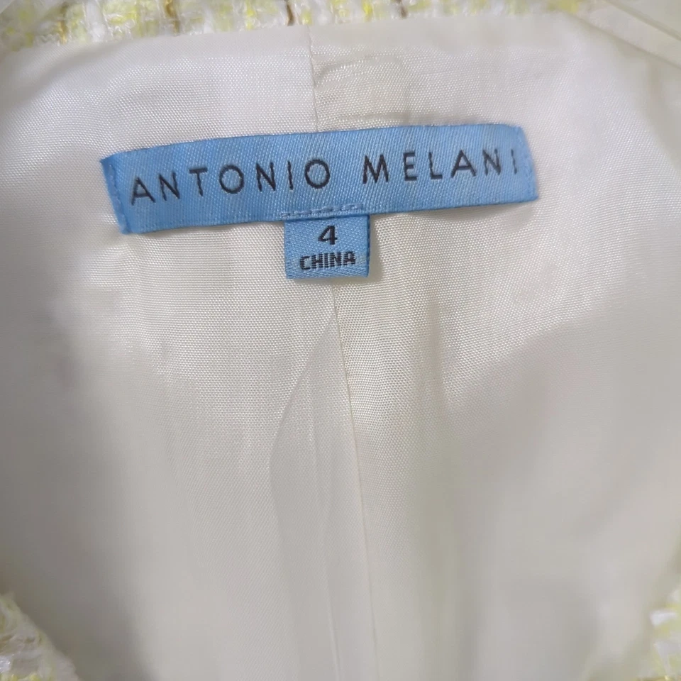 Conjunto Blazer/Falda Antonio Melani Amarillo Tweed 2 Piezas Talla 4 ¡EXCELENTE ESTADO USADO! Foto 3 de 4