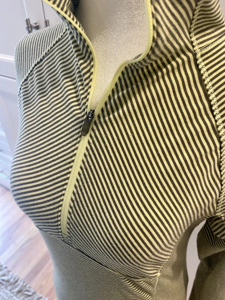 Pullover para mujer Columbia Active Omni Wick amarillo y gris a rayas talla S cremallera Foto 2 de 4