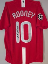Rooney Signed Manchester United 2008 Champions League Shirt Printed Autograph