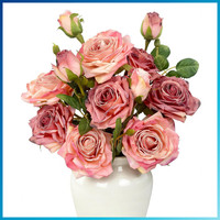 KüNstliche Rosen Blumenstrauß 4 StüCk 54Cm Rosa FüR Hochzeit Tischdeko
