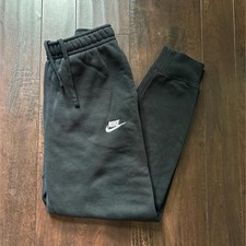 Nike Men's Black Fleece Jogger Pants Elastic Waist Pockets Tapered Leg