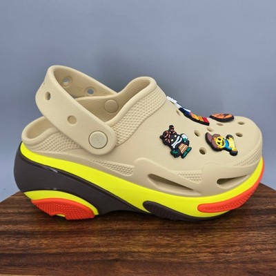 Crocs Bubble Crush Clogs Womens 7 Beige Yellow Halloween Chunky Platform Sandals
