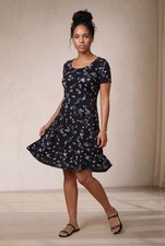 Ellos Plus Size Stretch Knit Scoop Neck Short Sleeve A Line Dress