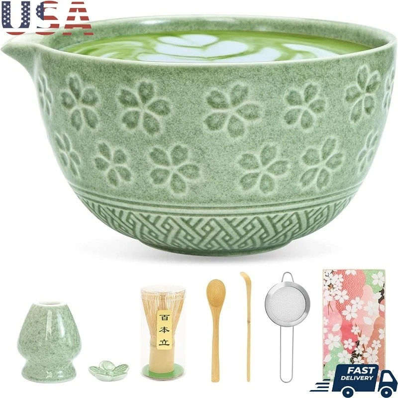 Matcha Starter Kit W/ Whisk Bowl Sifter Spoon Towel Perfect Gift Tea Lovers New