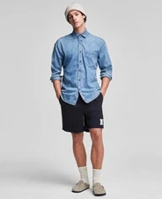 Mode of One E3916 Men's Regular-Fit Denim Shirt, Chambers Size L