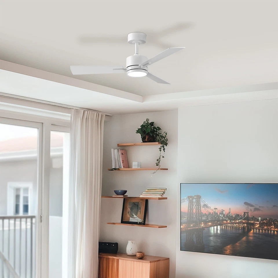 Globe Electric Aventra 42" Matte White LED Light Ceiling Fan with Remote Control - Image 3 of 4
