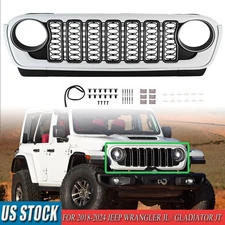 For 2018-2024 Jeep Wrangler JL / Gladiator JT Rubicon Style 3.6L Grille White