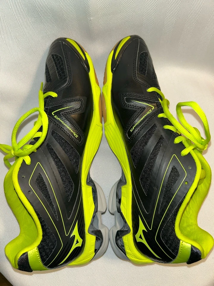 MIZUNO WAVE LIGHTING RX3 BLACK GREEN VOLLEYBALL  SHOES WOMEN'S SIZE 11.5 - Image 3 of 4