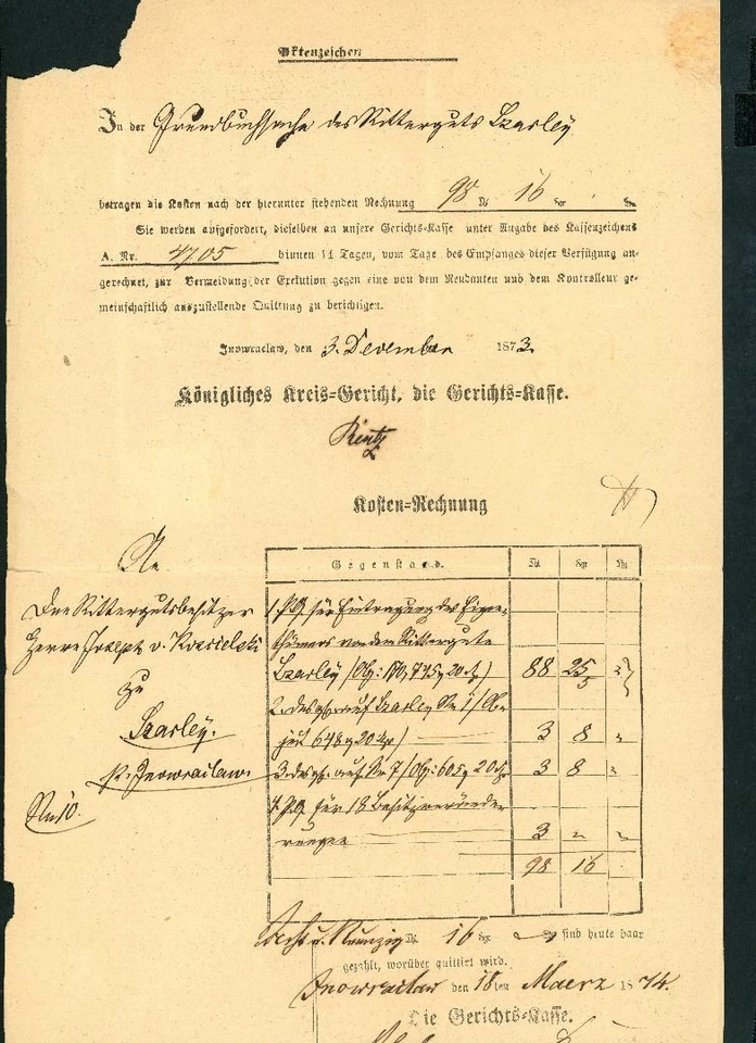 Dt. Reich Brustschild Michel Nr. 18 Einzelfrankatur Inowroclaw / Hohensalza 1874 - Bild 3 von 3