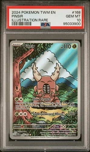 2024 POKEMON TWM EN-TWILIGHT MASQUERADE ILLUSTRATION RARE #168 PINSIR PSA 10