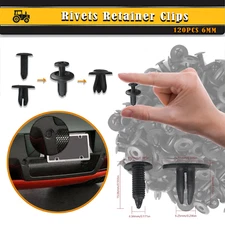 120pcs Car Door Fender Clips 6 mm Plastic Hole Push Rivets Fastener Retainer