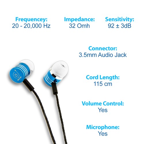 In-Ear Wired Earphones Music Headphones 3.5mm Aux Universal Built In Microphone - Picture 2 of 6