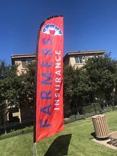 Custom  Feather Swooper Banner Sign Flag 15' Kit Farmers Insurance 