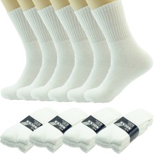 3 Pairs For Mens White Solid Sports Athletic Crew Casual Cotton Socks Size 10-13
