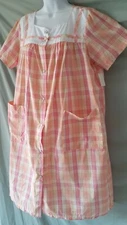 Pink K Pink PEACH Duster Robe  Calf Cap Sleeve Pockets Medium  42" BUST