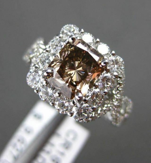 ESTATE CHOCOLATE FANCY DIAMOND 18KT WHITE GOLD INFINITY ENGAGEMENT  RING