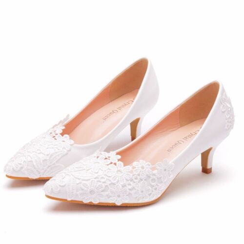 Spitze Schuhe für Braut Brautschuhe Hochzeit Pumps Party 5 cm Absatz High Heels - Bild 1 von 6