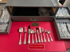 Set Cutlery 128P Christofle France Marly Silver Metal Very Bel Condition Box 4