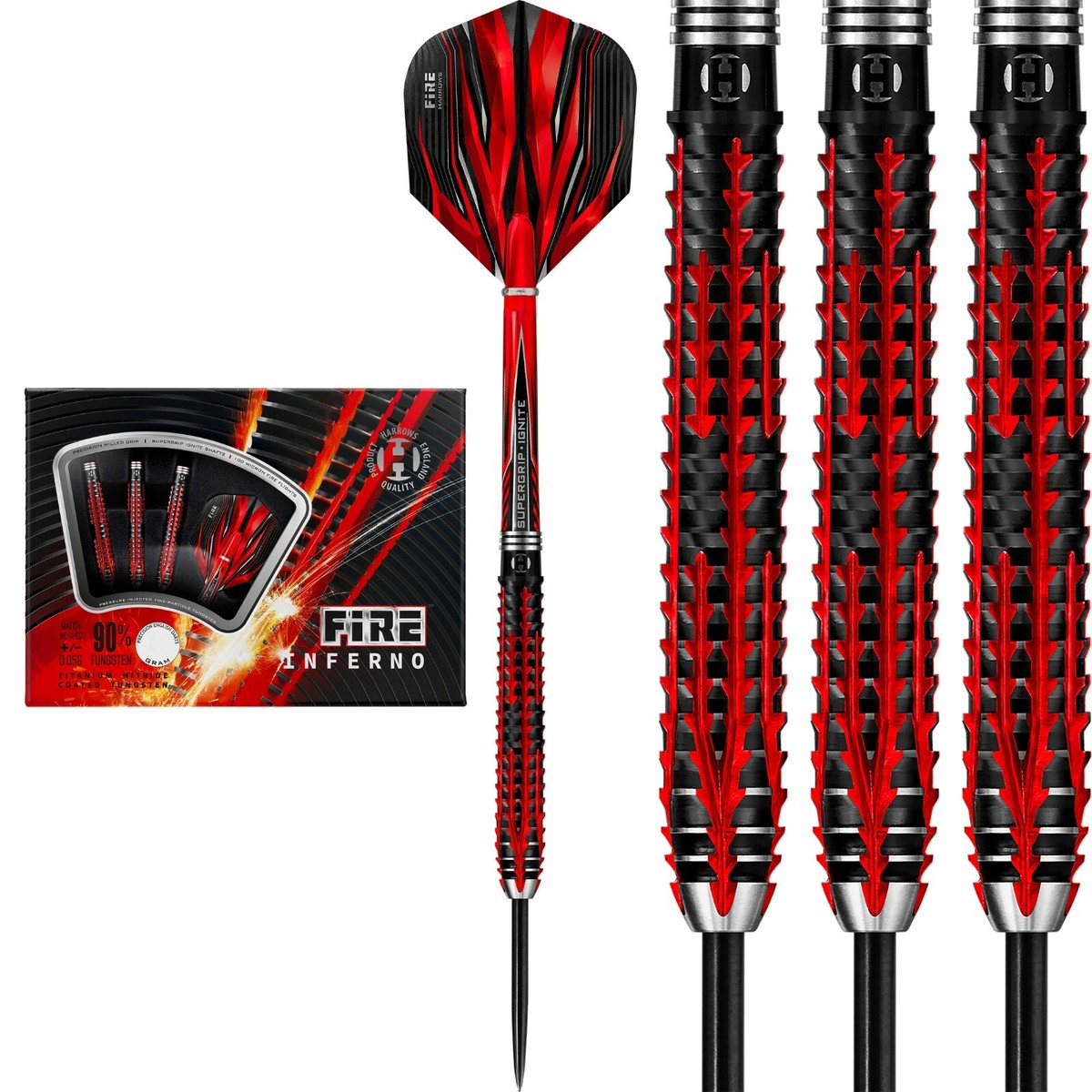 Harrows Fire Inferno - 90% Tungsten Steel Tip Darts - 21g - 26g | eBay